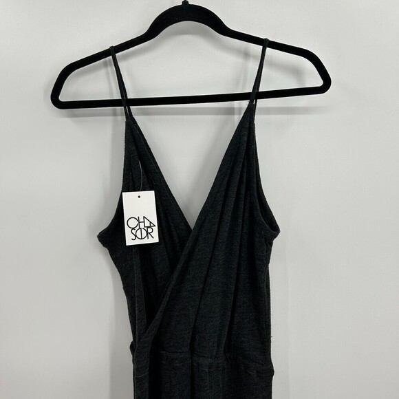 NWT CHASER Dark Gray Faux Wrap Spaghetti Strap Jersey Maxi Dress Size Medium - Picture 5 of 6